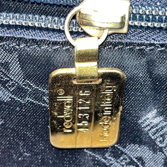 Moschino Women’s Light Blue Leather Gold Logo Hardware Structured Clutch Handbag - Picture 14 of 16